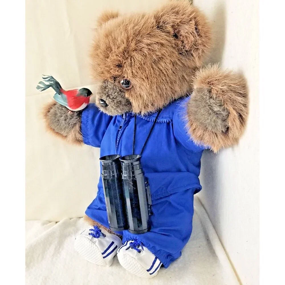 Teddy bear plush tail bird watch outfit shoes blue joggers brown stuffed animal - Picture 2 of 6
